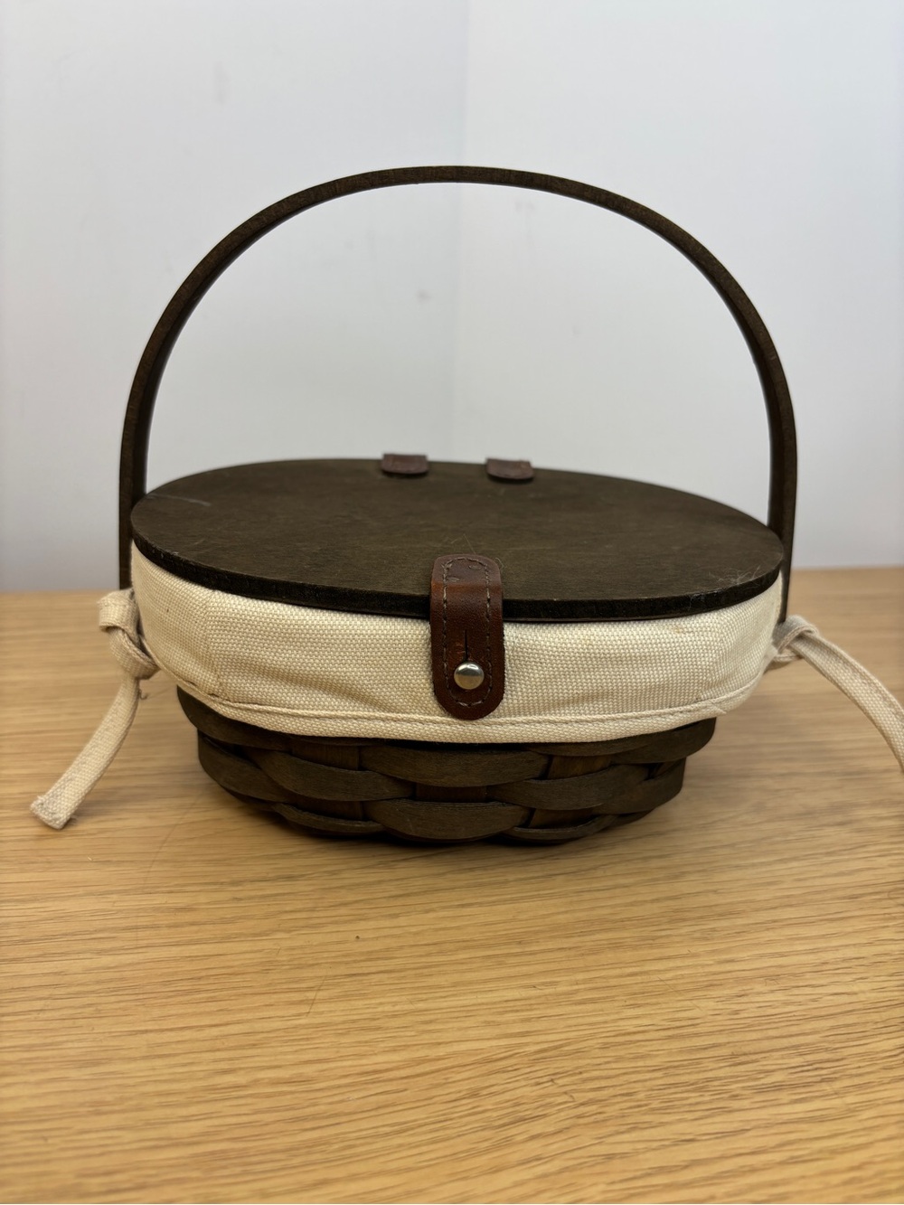 Vintage Dark Brown‎ Longaberger Oval Kiddie Purse Basket 2008